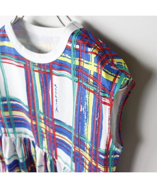 maarook（マルーク）の「ブラッシュチェックPT天竺ワンピース（ワンピース・キッズ・ブルー・150cm/140cm）」の9枚目の写真