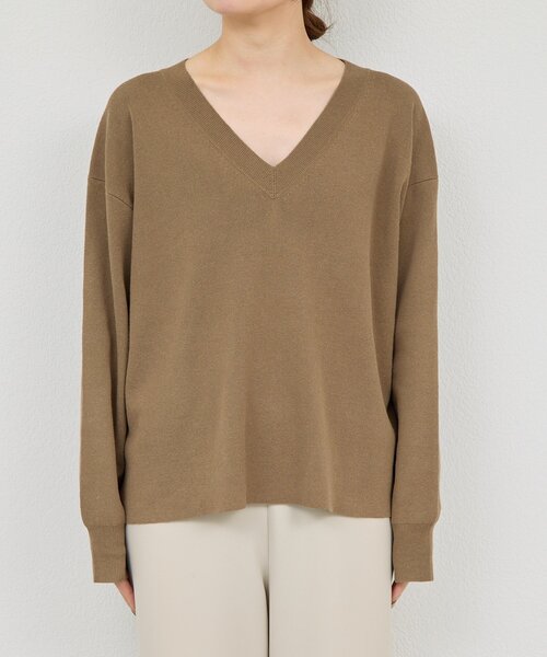 GALLARDAGALANTE(ガリャルダガランテ)の「【セットアップ対応】Vニット(ニット/セーター・レディース・グレイッシュベージュ/チャコールグレー・FREE)」の16枚目の写真