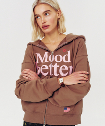 MOOD HOODED ZIP UP BROWN