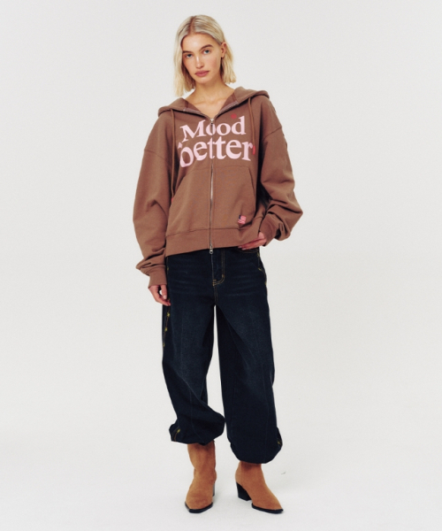 MOODBETTER(ムード ベター)の「MOOD HOODED ZIP UP BROWN(パーカー・レディース・その他・FREE)」の2枚目の写真