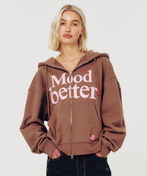 MOODBETTER(ムード ベター)の「MOOD HOODED ZIP UP BROWN(パーカー・レディース・その他・FREE)」の3枚目の写真