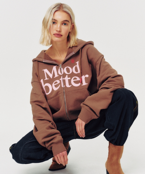 MOODBETTER(ムード ベター)の「MOOD HOODED ZIP UP BROWN(パーカー・レディース・その他・FREE)」の4枚目の写真