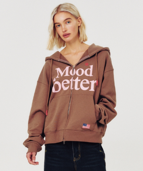 MOODBETTER(ムード ベター)の「MOOD HOODED ZIP UP BROWN(パーカー・レディース・その他・FREE)」の5枚目の写真