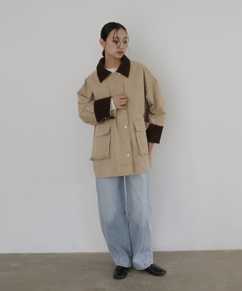 hellam(へラム)の「コーデュロイカラーツイルカバーオール(テーラードジャケット・レディース・アイボリー/ブラック/オリーブ/ベージュ/ブラウン・FREE)」の7枚目の写真