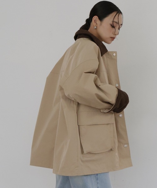 hellam(へラム)の「コーデュロイカラーツイルカバーオール(テーラードジャケット・レディース・アイボリー/ブラック/オリーブ/ベージュ/ブラウン・FREE)」の8枚目の写真