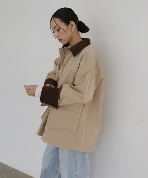 hellam(へラム)の「コーデュロイカラーツイルカバーオール(テーラードジャケット・レディース・アイボリー/ブラック/オリーブ/ベージュ/ブラウン・FREE)」の9枚目の写真