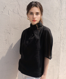 PREMIERE AMOUR（プルミエラムール）の「ボアルタイシアーブラウス - ブラック（シャツ/ブラウス）」