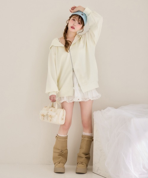 one after another NICE CLAUP（ワンアフターアナザーナイスクラップ）の「フリルティアードミニスカート（スカート・レディース・アイボリー/オフホワイト/ブラック・FREE）」の11枚目の写真