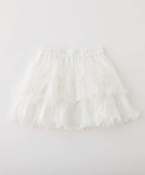 one after another NICE CLAUP（ワンアフターアナザーナイスクラップ）の「フリルティアードミニスカート（スカート・レディース・アイボリー/オフホワイト/ブラック・FREE）」の5枚目の写真