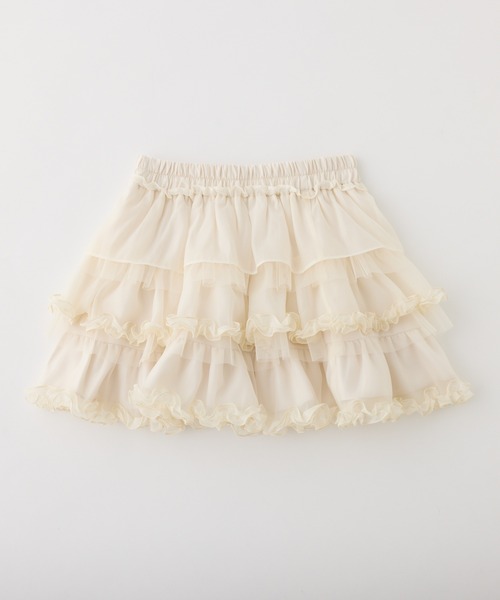 one after another NICE CLAUP（ワンアフターアナザーナイスクラップ）の「フリルティアードミニスカート（スカート・レディース・アイボリー/オフホワイト/ブラック・FREE）」の4枚目の写真
