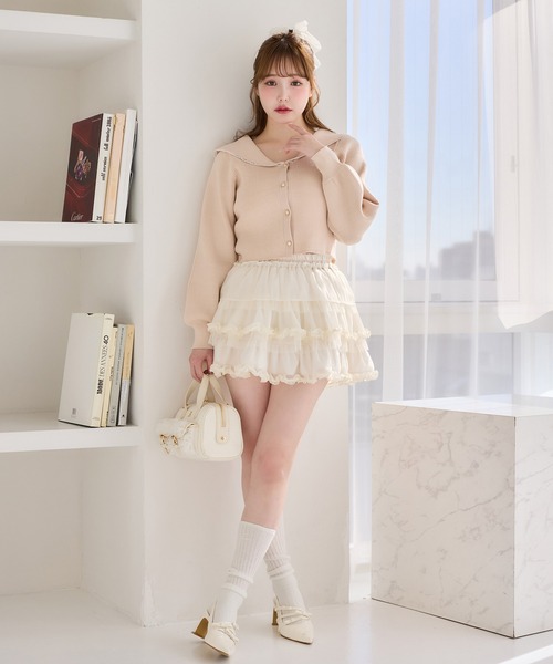 one after another NICE CLAUP（ワンアフターアナザーナイスクラップ）の「フリルティアードミニスカート（スカート・レディース・アイボリー/オフホワイト/ブラック・FREE）」の21枚目の写真