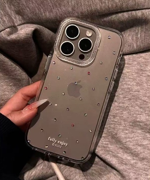 セール】カラフル ドット ラメ入り クリア iPhone ケース 13/14.15