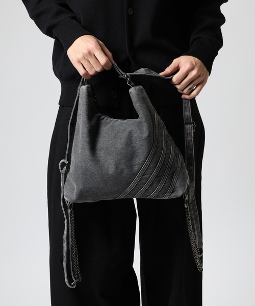 FUNALIVE(ファンアライブ)の「ABETTOR ナナメ4本ラインデザイン加工デニムショルダーBAG(ショルダーバッグ・メンズ・インディゴブルー/ブラック・FREE)」の15枚目の写真