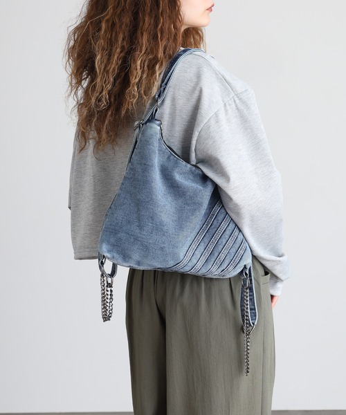 FUNALIVE(ファンアライブ)の「ABETTOR ナナメ4本ラインデザイン加工デニムショルダーBAG(ショルダーバッグ・メンズ・インディゴブルー/ブラック・FREE)」の20枚目の写真