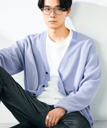 GLOSTER | 【シャリ感で軽やか】バーズアイVネック crunchyカーデ(カーディガン/ボレロ)