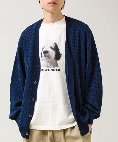 GLOSTER（グロスター）の「【シャリ感で軽やか】バーズアイVネック crunchyカーデ（カーディガン/ボレロ・メンズ・ブラック系その他/ブルー系その他/パープル系その他・S/M/L）」の5枚目の写真