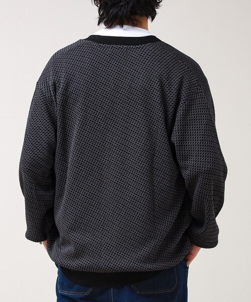 GLOSTER（グロスター）の「【シャリ感で軽やか】バーズアイVネック crunchyカーデ（カーディガン/ボレロ・メンズ・ブラック系その他/ブルー系その他/パープル系その他・S/M/L）」の12枚目の写真