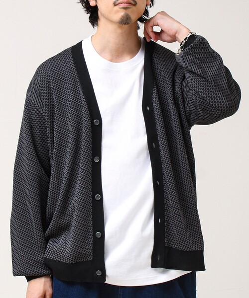 GLOSTER（グロスター）の「【シャリ感で軽やか】バーズアイVネック crunchyカーデ（カーディガン/ボレロ・メンズ・ブラック系その他/ブルー系その他/パープル系その他・S/M/L）」の14枚目の写真