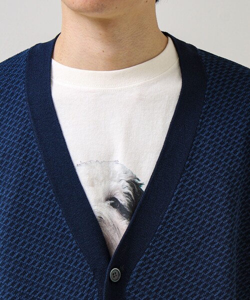 GLOSTER（グロスター）の「【シャリ感で軽やか】バーズアイVネック crunchyカーデ（カーディガン/ボレロ・メンズ・ブラック系その他/ブルー系その他/パープル系その他・S/M/L）」の21枚目の写真