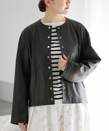 IENA | 《追加》シープクルーネックブルゾン(ライダースジャケット)