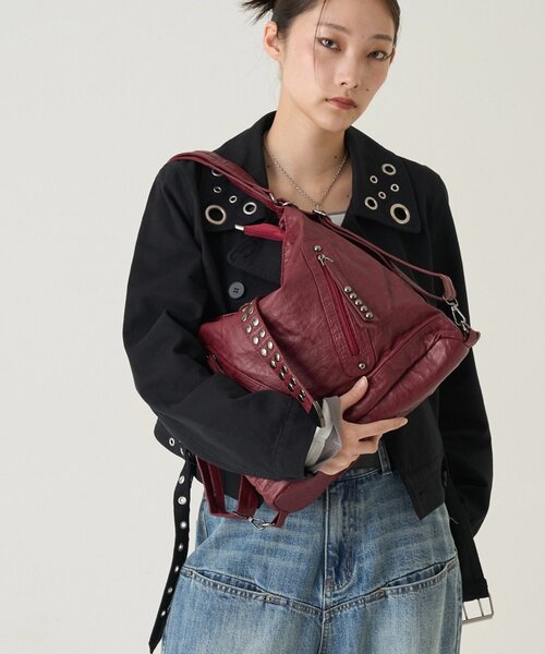 WHO'S WHO gallery（フーズフーギャラリー）の「2WAYドットスタッズリンプバッグ（ショルダーバッグ・レディース・ブラック/レッド・FREE）」の22枚目の写真