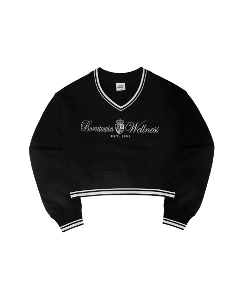 BORN TO WIN（ボーントゥウィン）の「W WELLNESS V-NECK CROP SWEATSHIRTS [BLACK]（スウェット・レディース・その他・1/2）」の2枚目の写真