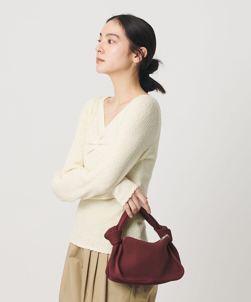 BEAUTY&YOUTH UNITED ARROWS（ビューティーアンドユースユナイテッドアローズ）の「フロントタック リブニットプルオーバー（ニット/セーター・レディース・オフホワイト/ブラック/ライム・FREE）」の8枚目の写真