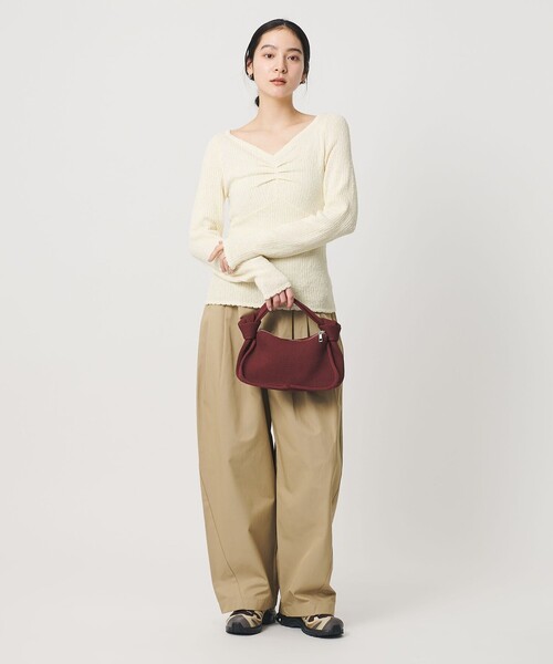 BEAUTY&YOUTH UNITED ARROWS（ビューティーアンドユースユナイテッドアローズ）の「フロントタック リブニットプルオーバー（ニット/セーター・レディース・オフホワイト/ブラック/ライム・FREE）」の9枚目の写真