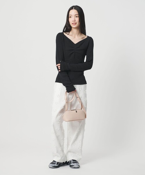 BEAUTY&YOUTH UNITED ARROWS（ビューティーアンドユースユナイテッドアローズ）の「フロントタック リブニットプルオーバー（ニット/セーター・レディース・オフホワイト/ブラック/ライム・FREE）」の12枚目の写真