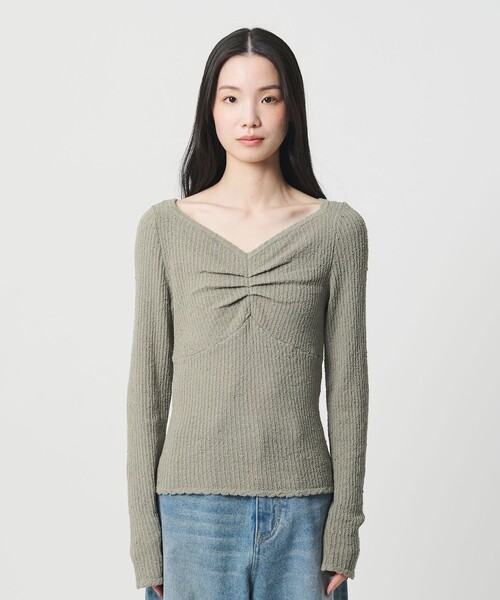 BEAUTY&YOUTH UNITED ARROWS（ビューティーアンドユースユナイテッドアローズ）の「フロントタック リブニットプルオーバー（ニット/セーター・レディース・オフホワイト/ブラック/ライム・FREE）」の13枚目の写真