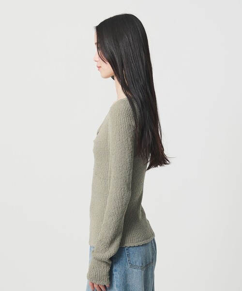 BEAUTY&YOUTH UNITED ARROWS（ビューティーアンドユースユナイテッドアローズ）の「フロントタック リブニットプルオーバー（ニット/セーター・レディース・オフホワイト/ブラック/ライム・FREE）」の14枚目の写真