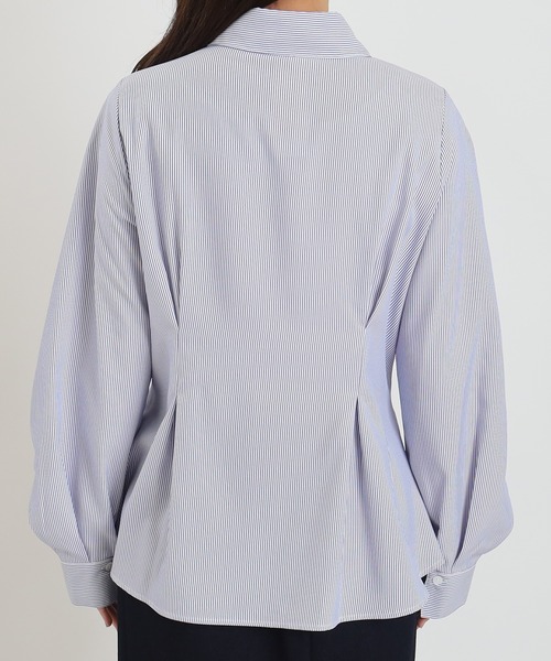 ASTORIA ODIER（アストリアオディール）の「ストライプ配色リボンペプラムブラウス（シャツ/ブラウス・レディース・ホワイト×ブラック/ホワイト×ブルー・MEDIUM）」の15枚目の写真