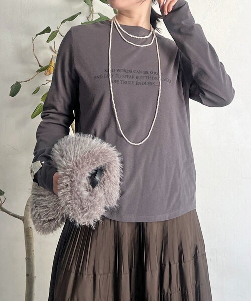 un dix cors（アンディコール）の「スラブデザインロゴＴ（Tシャツ/カットソー・レディース・ベージュ/オフホワイト/チャコールグレー・FREE）」の10枚目の写真