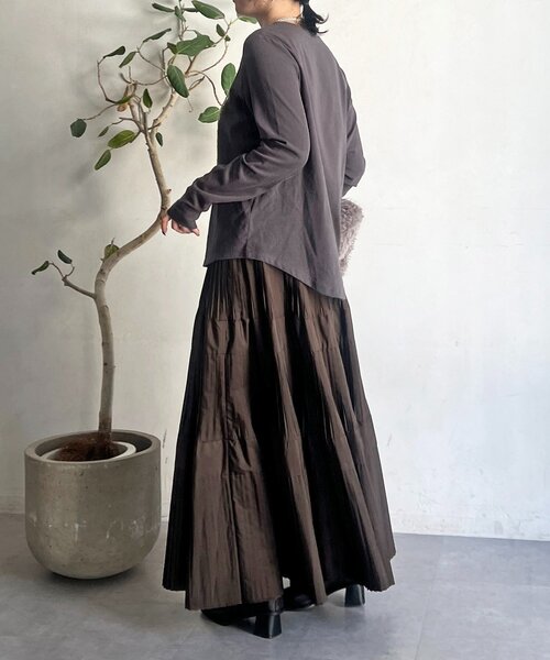 un dix cors（アンディコール）の「スラブデザインロゴＴ（Tシャツ/カットソー・レディース・ベージュ/オフホワイト/チャコールグレー・FREE）」の14枚目の写真