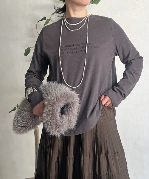 un dix cors（アンディコール）の「スラブデザインロゴＴ（Tシャツ/カットソー・レディース・ベージュ/オフホワイト/チャコールグレー・FREE）」の15枚目の写真