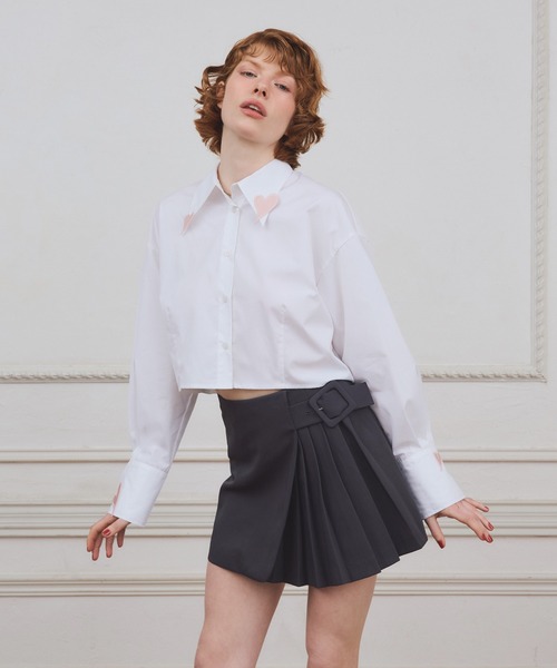 EIMY ISTOIRE（エイミーイストワール）の「【PRE ORDER】ハートモチーフシャツ（シャツ/ブラウス・レディース・ピンク/ホワイト/サックスブルー・F）」の4枚目の写真
