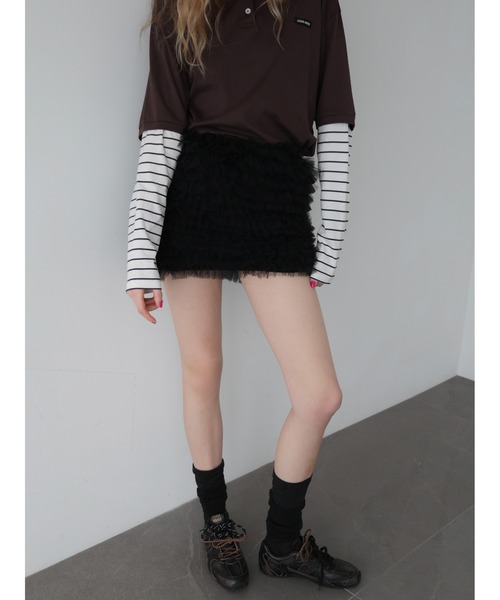 AMOMMA(アモマ)の「AUDREY TULLE SKORT(スカート・レディース・ブラウン/ブラック/アイボリー・FREE)」の3枚目の写真
