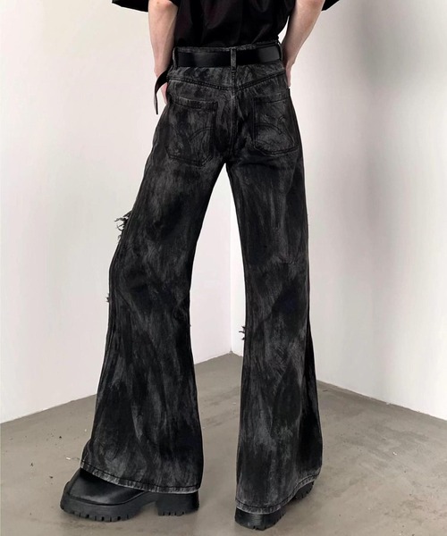 WESTBOY（ウエストボーイ）の「グランジフレア ダメージ加工 ベルボトムデニムパンツ WO26S2PT10（デニムパンツ・メンズ・グレー・XL/M/L）」の6枚目の写真