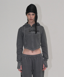 PIGMENT SLIM HOODED ZIP-UP [CHARCOAL]