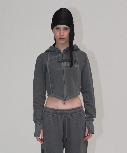 PIGMENT SLIM HOODED ZIP‑UP [CHARCOAL] — худи на молнии угольно‑серый