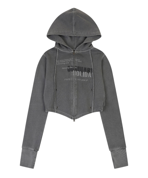 ORDINARY HOLIDAY（オーディナリー ホリデー）の「PIGMENT SLIM HOODED ZIP-UP [CHARCOAL]（パーカー・レディース・その他・FREE）」の2枚目の写真