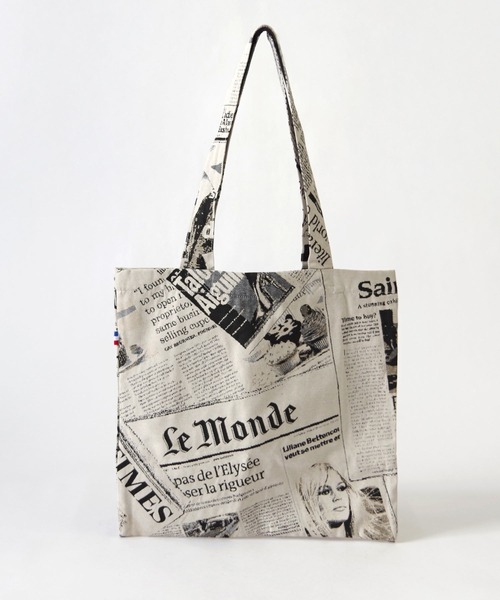 Erwan L(アルワンエル)の「Erwan L(アルワンエル) / ブックトートバッグ Book tote EL-25004 フランス製(トートバッグ・レディース・ライトグレー/ブラック×ゴールド/ブラック×ホワイト/マルチ/ライトブルー/ホワイト×レッド/ゴールド/ネイビー×ホワイト/ブラックミックス/レオパード/オフホワイト・FREE)」の7枚目の写真