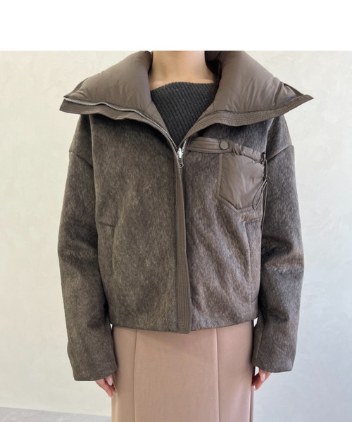 MISCH MASCH（ミッシュマッシュ）の「一部店舗限定 ビッグカラー異素材切替ショートダウンジャケット（その他アウター・レディース・ブラウン・ﾌﾘ-）」の11枚目の写真