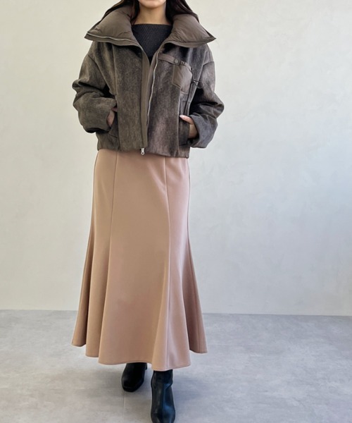MISCH MASCH（ミッシュマッシュ）の「一部店舗限定 ビッグカラー異素材切替ショートダウンジャケット（その他アウター・レディース・ブラウン・ﾌﾘ-）」の7枚目の写真
