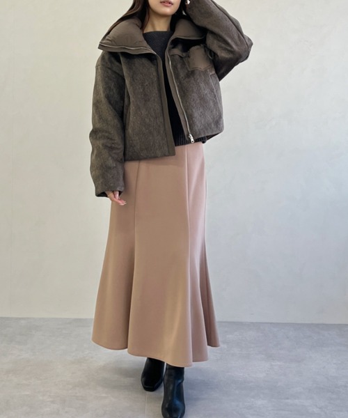 MISCH MASCH（ミッシュマッシュ）の「一部店舗限定 ビッグカラー異素材切替ショートダウンジャケット（その他アウター・レディース・ブラウン・ﾌﾘ-）」の9枚目の写真