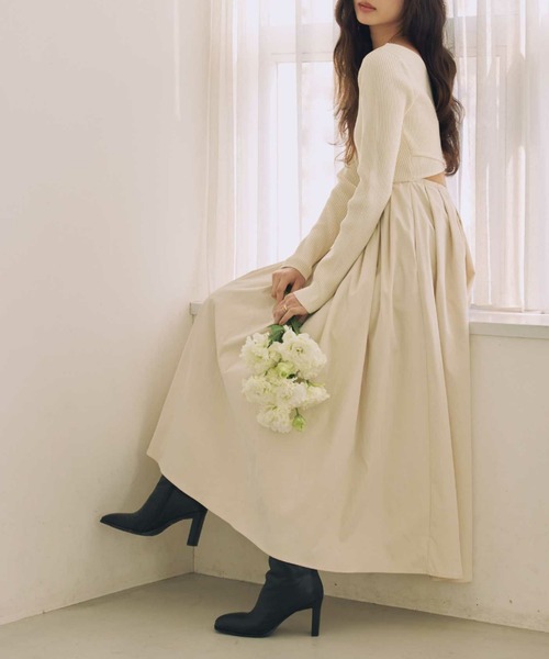 ACYM（アシーム）の「バックオープンドッキングワンピース（ワンピース・レディース・ブラック/アイボリー・FREE）」の8枚目の写真