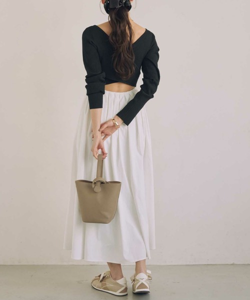 ACYM（アシーム）の「バックオープンドッキングワンピース（ワンピース・レディース・ブラック/アイボリー・FREE）」の17枚目の写真