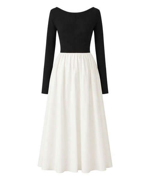 ACYM（アシーム）の「バックオープンドッキングワンピース（ワンピース・レディース・ブラック/アイボリー・FREE）」の6枚目の写真