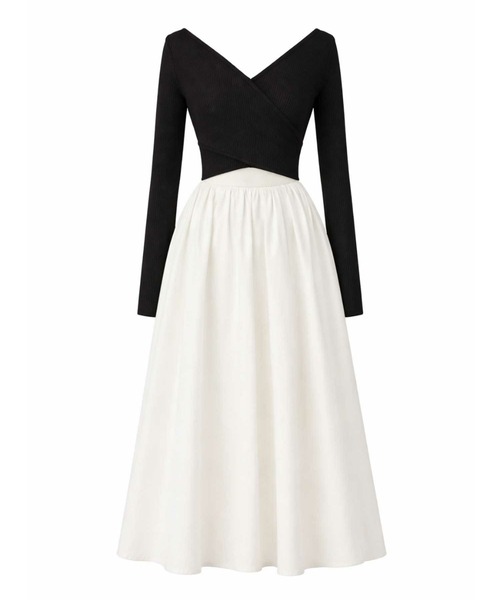 ACYM（アシーム）の「バックオープンドッキングワンピース（ワンピース・レディース・ブラック/アイボリー・FREE）」の7枚目の写真