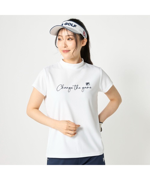 FILA GOLF(フィラゴルフ )の「FILA GOLF フィラゴルフ ゴルフウェア 吸汗速乾 接触冷感 UVカット モックネック 半袖シャツ(Tシャツ/カットソー・レディース・ネイビー/ホワイト/ライトブルー・3L/LL/L/M)」の2枚目の写真